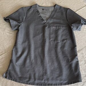 Figs Charcoal V-Neck Short Sleeve Scrubs Shirt